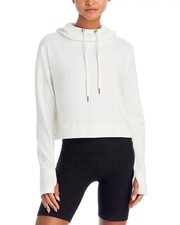 Sweaty Betty L95921 Lily White Escape Luxe Fleece Cropped Hoodie Size US 6