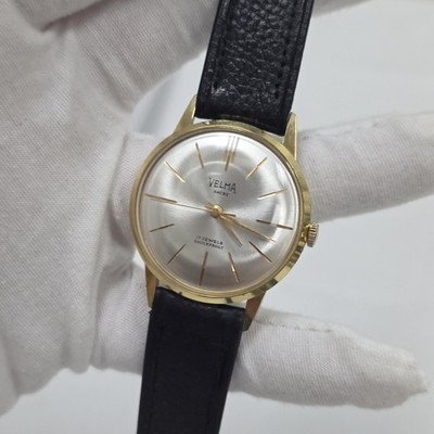 Vintage Velma Ancre 17 jewels Gold Tone Mens Wrist Watch Mechanical 34mm