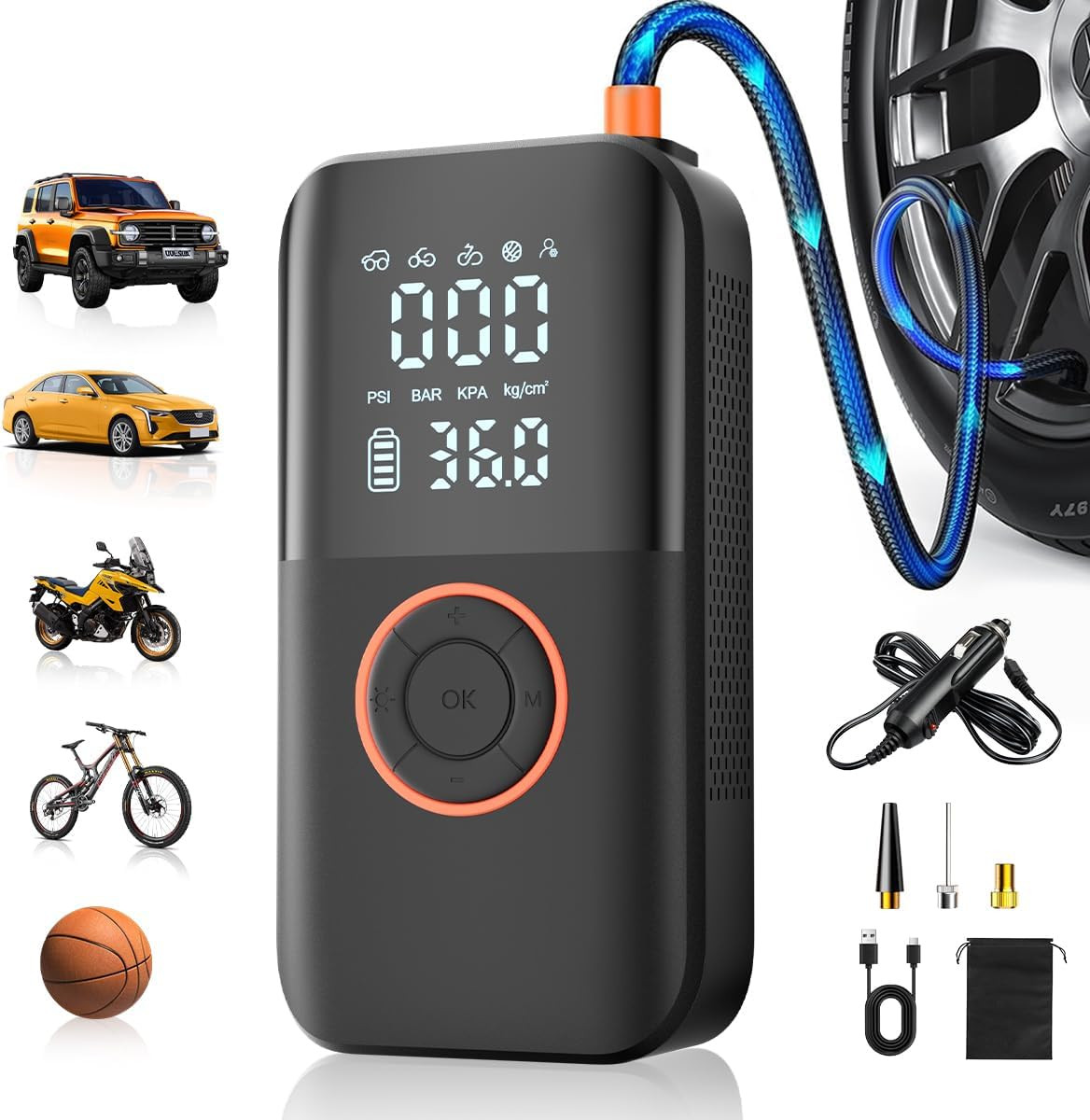 Tire Inflator Portable Air Compressor, 150PSI Cordless Tire 