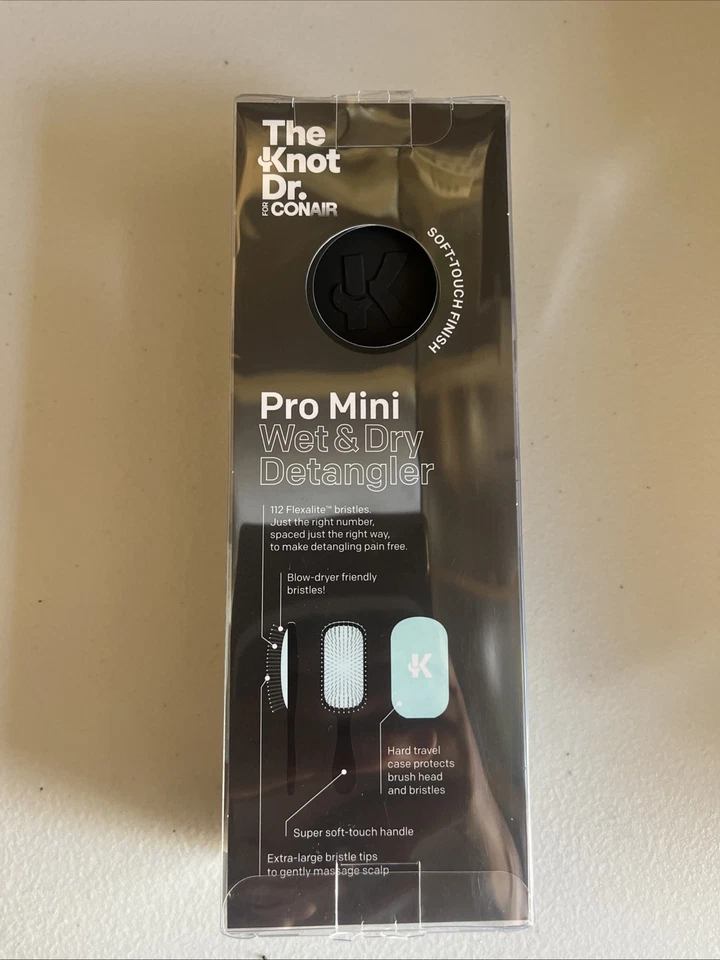 Mini desenredante húmedo y seco The Knot Dr By Conair Pro con estuche azul brillante, ¡nuevo! Foto 2 de 2