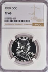 1958 Franklin Half Dollar Proof NGC PF 69 PR Gem Silver Coin 50C