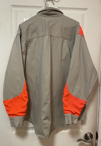 Team Realtree Shooting Shirt Mens XL Tan Blaze Orange Heavy Cotton Hunting EUC - Picture 3 of 8