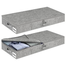 Under Bed Storage Container Bins 2 Pack, 4.5 Inch Slim Low Profile Underbed C...