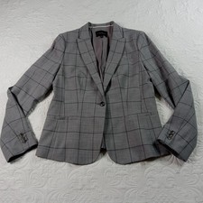 Banana Republic Classic Wool Blend Blazer Womens 10 Gray Lined Career EUC