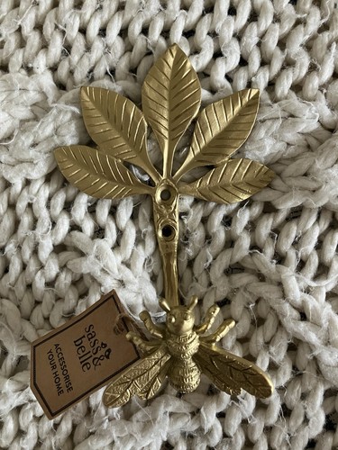Sass & Belle Gold Bee Leaves Antique Vintage Hook Tieback Curtains Decoration