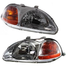 Headlights Set Halogen Fits 1996-1998 Honda Civic