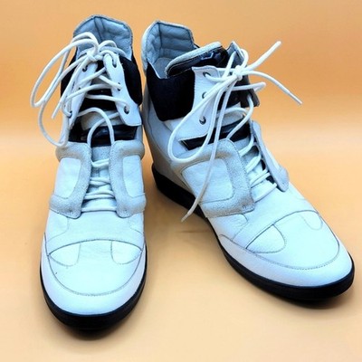 NWOT Yohji Yamamoto Y-3 Leather Lace Up High Top Wedge Sneakers