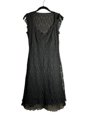 Vintage Y2K Babydoll Dress Black Mesh Lace Sheer Witchy Grunge Gothic Size Small