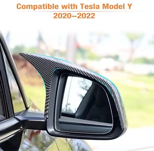 FOR 2020-2024 TESLA MODEL Y M STYLE CARBON FIBER SIDE MIRROR COVERS CAPS LR