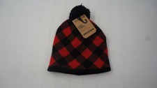 FIELD STREAM UNISEX YOUTH PLAID HAT WITH POM POM RED/BLACK