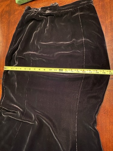 Designer Zang Toi Black Velvet Silk Fit&Flare Tulip Maxi Skirt Mink Fur TrimSz10 - Picture 8 of 11