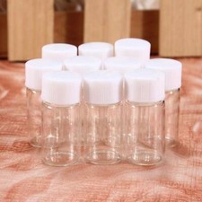 10Pcs 3ml Small Cute Glass Vials Bottles Clear Containers with Screw Cap Black