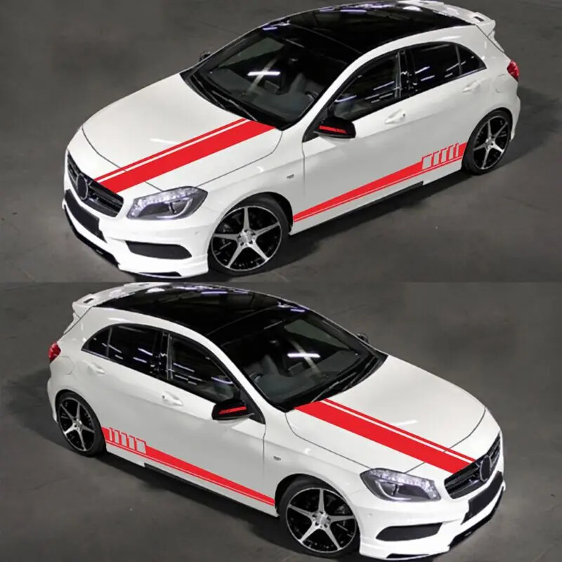 5Pcs Universal Racing Body Hood Stripes Decal Vinyl Stickers for Car ...