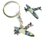 WW2 Battle of Britain RAF Spitfire Aircraft Metal Keyring & Enamel Badge Set