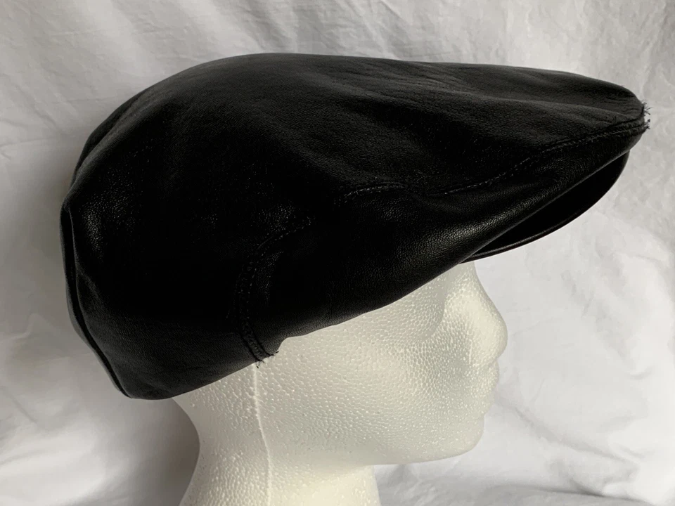 Chapéu Liso Masculino Vintage London Fog Newsboy Cabbie Couro Tamanho M Preto  - Imagem 3 de 4