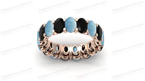 Banda de eternidad de ónix negro relleno de oro de 14 k en anillo de compromiso de plata de ley 925 - Imagen 44 de 109