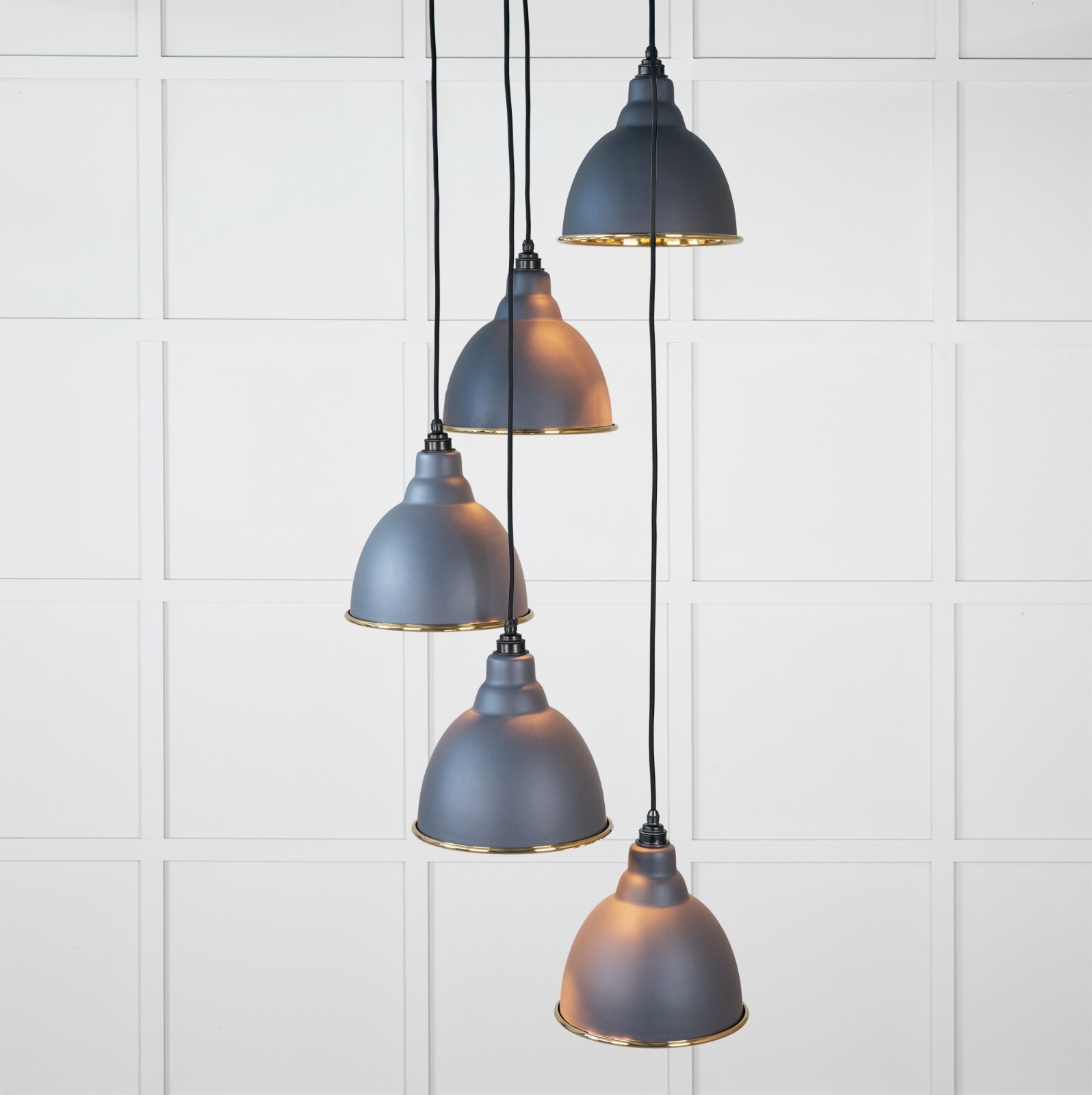 From The Anvil 49741SSL Hammered Brass Brindley Cluster Pendant in Slate