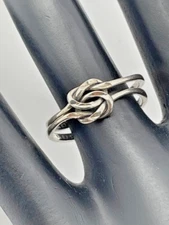 WHEELER MFG CO STERLING SILVER LOVE KNOT DOUBOLE BAND RING SIZE 7 VINTAGE 3589