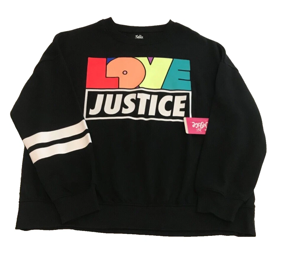 JUSTICE GIRLS NUEVA XL PLUS POLAR SUDADERA LETRAS BRILLANTES AMOR GRÁFICO Foto 3 de 4