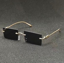 Men's Rectangle Lenses Rimless Fashion Sunglasses