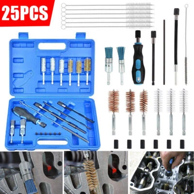 25PCS Diesel Injector Seat Cleaning Brush Tool Engine Injectors Cleaner Kit UK
