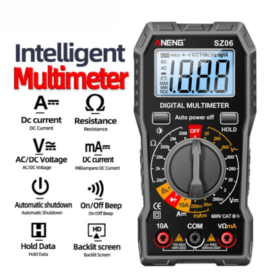 2000Count Smart Digital Multimeter AC/DC Voltage Meter DC Current Ohm Tester 