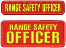 RANGE SAFETY OFFICER EMB PATCH2X5 and 1x5  HOOK ON BACK RED/YELLOW