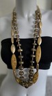 LOT LONG GOLD BEADED STATEMENT NECKLACE CHICOS HP WOOD & CHUNY VTG LUCITE BEADS — photo 1