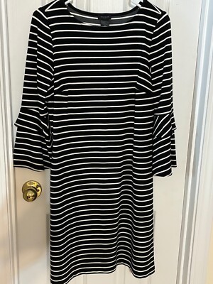 ann taylor black and white striped dress NEW Ann Taylor Black & White Striped Sheath Dress
