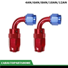 2X 4AN/6AN/8AN/10AN/12AN 90° Swivel Fuel Hose End Fitting Line Adapter Red&Blue