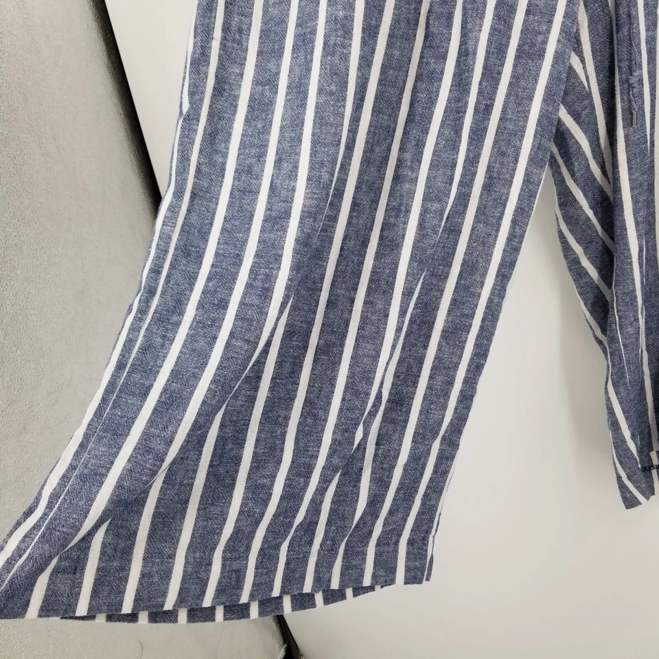 Pantalones de Verano Chaps Ralph Lauren Azul y Blanco Rayas Pierna Ancha Fluidos Talla 1X Foto 4 de 4