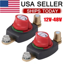 2 Pcs 12-48V Side Post Battery Disconnect Switch On/Off Power Cut Master for Car