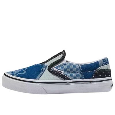 Vans Unisex Youth Classic Slip-On Shoe Patch Denim Navy/True