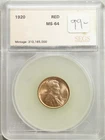 1920 Lincoln Wheat Cent SEGS MS64 Red UNC Uncirculated #6111