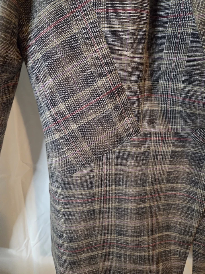 Blazer a cuadros forrado a máquina A152 nuevo con etiquetas Casa Blanca Mercado Negro talla 12P Foto 4 de 4