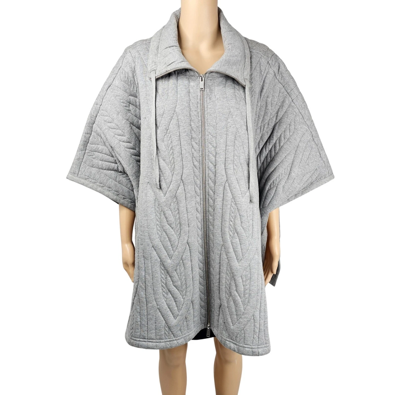 MM6 Maison Martin Margiela Womens Grey Cotton Quilted Poncho Cape Size S