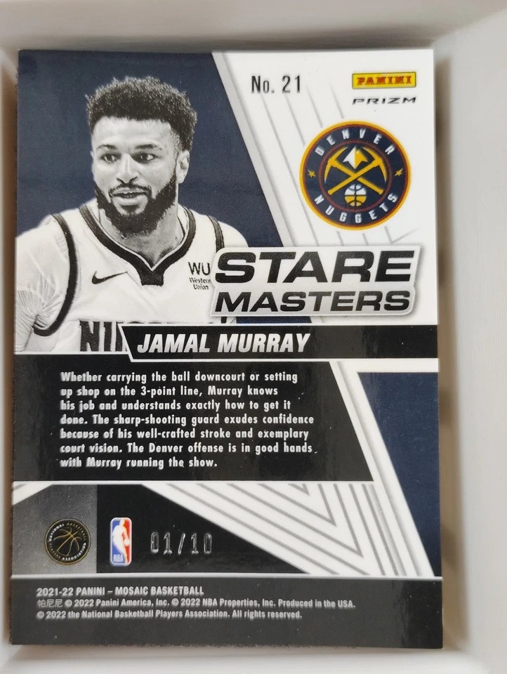 2021-22 Panini Mosaic - Stare Masters Jamal Murray #21 Gold Mosaic 01/10 - Image 2 of 2