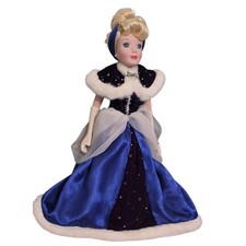 Cinderella Holiday Princess Porcelain Keepsake Doll Blue Velvet Winter Gown