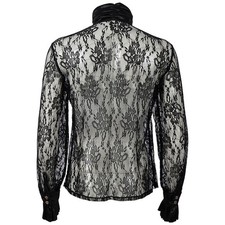 Men Gothic Shirt Top Renaissance Victorian Medieval Steampunk Lace Sheer Ruffle