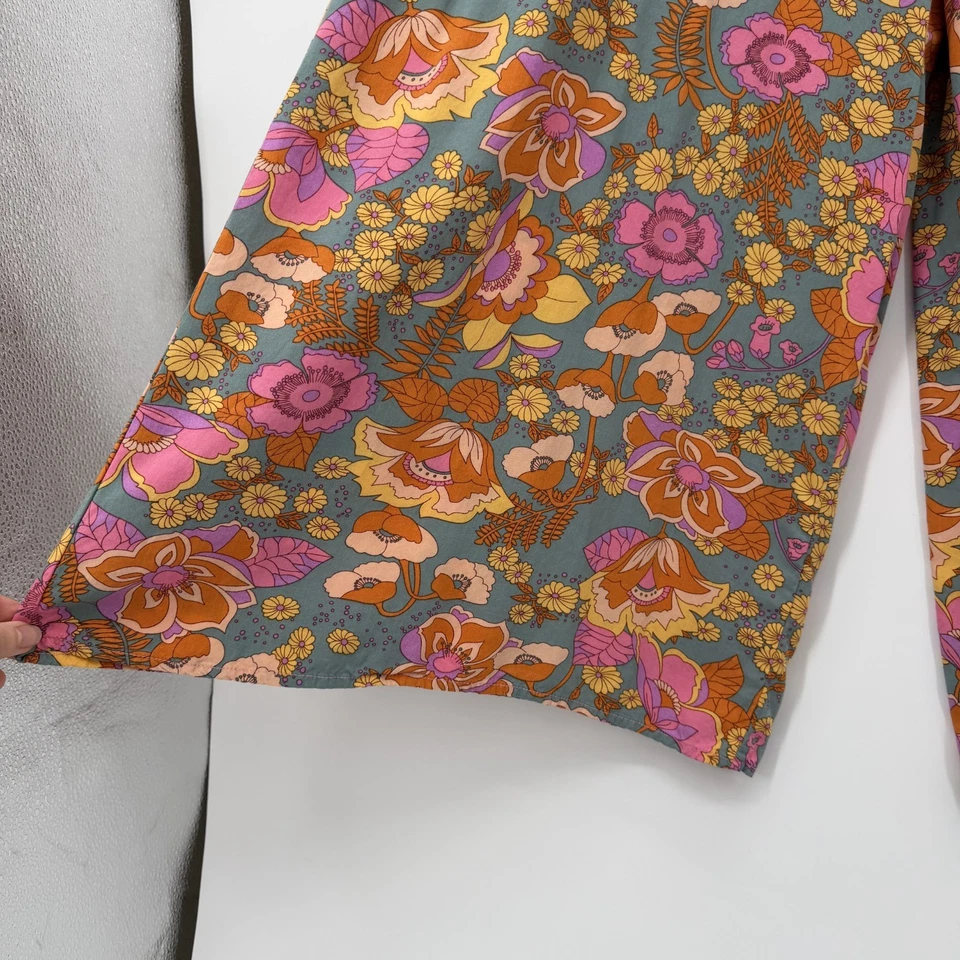 Mono Natural Life Sedona Talla S Floral Pierna Ancha Boho Calado Gris Rosa Foto 3 de 4