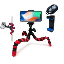 12" Flexible Tripod With Phone Holder and Bluetooth Shutter Remote For iPhone