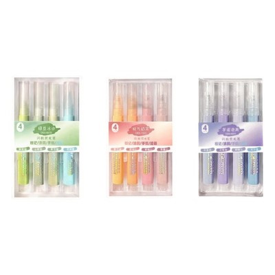4Pcs Glittering Highlighter Chisel Tip 4MM Line Wide Marker Pen for Scrapbooking