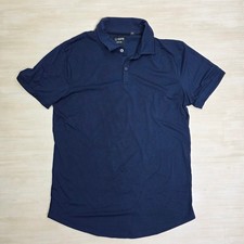 Cuts Clothing Mens Curve Hem Polo Shirt Navy Blue Short Sleeve Size Large