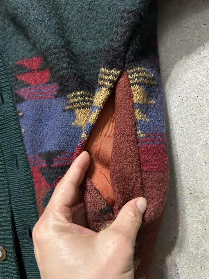 Vintage Wool Cardigan Sweater Aztec Southwestern Native American RRL Style L - Image 4 of 4