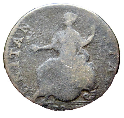 GREAT BRITAIN GEORGE III 1773 HALFPENNY, US COLONIAL PRE-REVOLUTIONARY COPPER