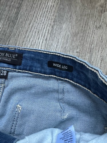 Judy Blue Jeans Mid-Rise Retro Szerokie nogawki Flare Damskie 7/28 Niebieskie 82401MD - Zdjęcie 9 z 9