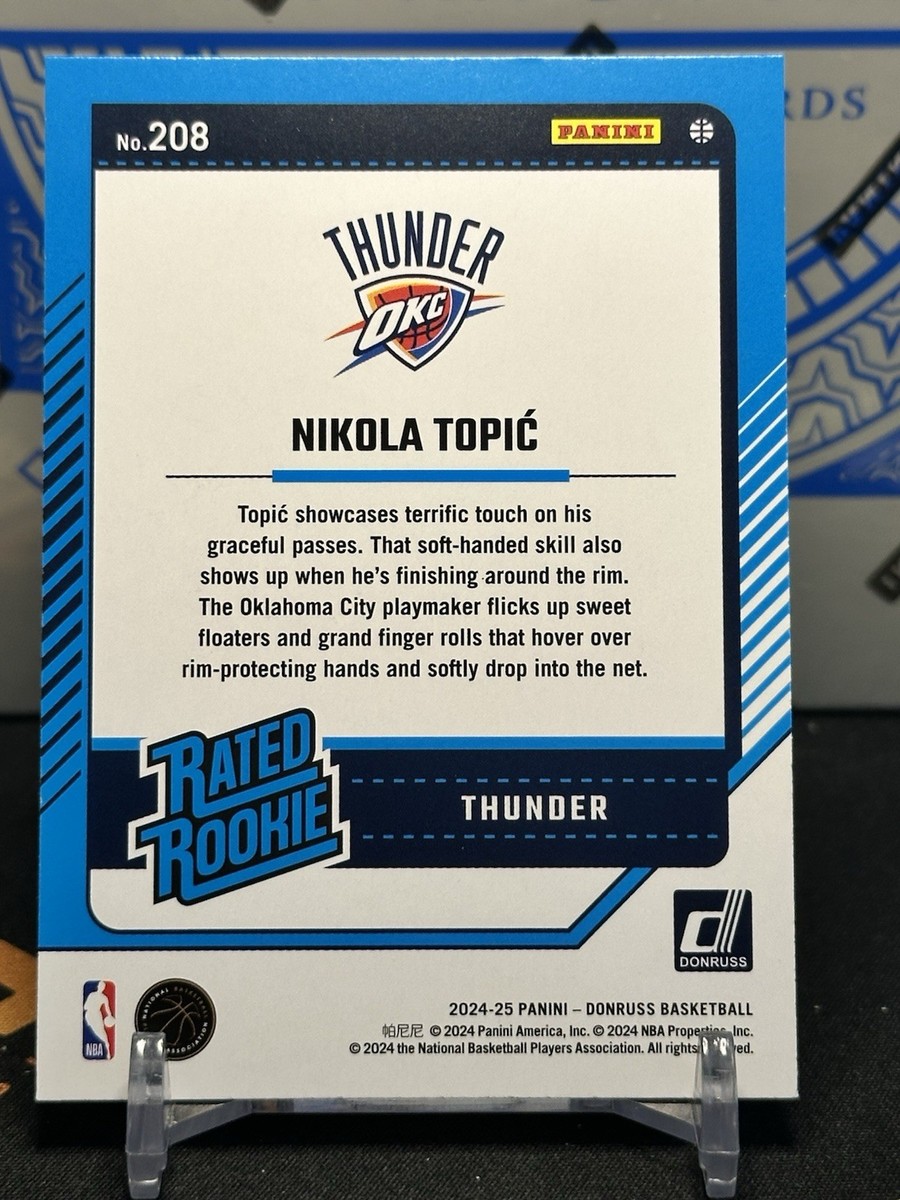 Nikola Topic 2024-25 Panini Donruss #208 Rated Rookie Holo Green