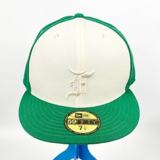 New Era Fear of God Essentials 59FIFTY Fitted Hat Size 7 1/4 Cream Green New