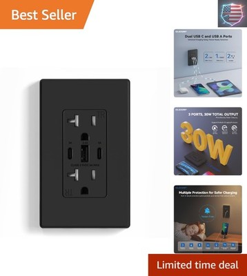 USB Outlets, 30W 6.0 Amp USB C Outlets Receptacles, 3-Port USB Wall Outlet, 2...