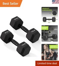 Versatile 10lb Rubber Hex Dumbbells - Ideal Hand Weights for Home Gym